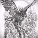 Крутой эскиз татуировки феникс – эксклюзивный рисунок для использования как эскиз для татуировки с огненной птицей