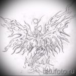 Интересный эскиз тату феникс – стильный рисунок для использования как эскиз для тату с огненной птицей