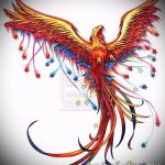 Необычный эскиз тату феникс – стильный рисунок для использования как эскиз для тату с огненной птицей