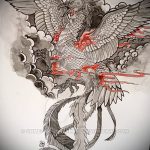 Эксклюзивный эскиз татуировки феникс – эксклюзивный рисунок для использования как эскиз для татуировки с огненной птицей