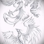 Необычный эскиз наколки феникс – красивый рисунок для использования как эскиз для тату с огненной птицей