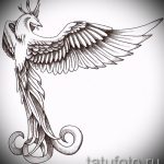 Интересный эскиз наколки феникс – стильный рисунок для использования как эскиз для татуировки с огненной птицей