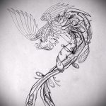 Необычный эскиз тату феникс – оригинальный рисунок для использования как эскиз для татуировки с огненной птицей