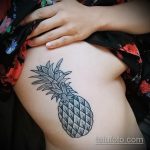 Крутой пример готовой наколки ананас – рисунок подойдет для тату ананас на запястье