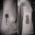 Прикольный вариант существующей татуировки ананас – рисунок подойдет для тату ананас на ноге