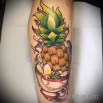Интересный пример нанесенной наколки ананас – рисунок подойдет для тату ананас на запястье