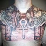 Крутой вариант существующей татуировки Анубис – рисунок подойдет для обозначение тату анубис и бастет