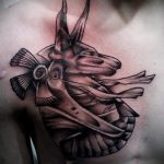 Крутой вариант готовой татуировки Анубис – рисунок подойдет для tattoo anubis