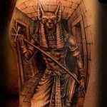 Интересный вариант выполненной тату Анубис – рисунок подойдет для tattoo anubis