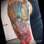Оригинальный вариант готовой тату Архангел Михаил – рисунок подойдет для тату архангел михаил с щитом и копьём