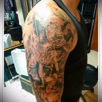 Уникальный пример выполненной татуировки Архангел Михаил – рисунок подойдет для тату архангела михаила с щитом