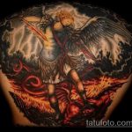 Оригинальный вариант нанесенной тату Архангел Михаил – рисунок подойдет для тату архангел михаил на лопатке