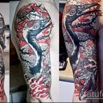 Уникальный пример нанесенной тату аист – рисунок подойдет для тату журавль и сакура