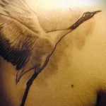 Уникальный пример выполненной тату аист – рисунок подойдет для