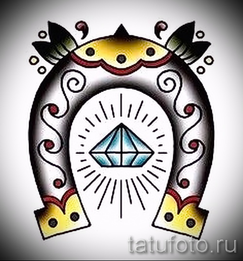 Прикольный вариант татуировки эскиз подковы – можно использовать для тату подкова для девушки