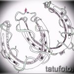 Интересный вариант татуировки эскиз подковы – можно использовать для тату подкова за ухом