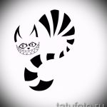 Достойный вариант тату эскиз чеширский кот – можно использовать для тату чеширский кот и часы