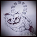 Классный вариант тату эскиз чеширский кот – можно использовать для чеширский кот картинки тату