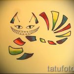 Достойный вариант татуировки эскиз чеширский кот – можно использовать для тату чеширский кот как дым