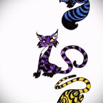 Интересный вариант тату эскиз чеширский кот – можно использовать для тату чеширский кот из игры