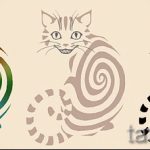 Классный вариант тату эскиз чеширский кот – можно использовать для тату чеширский кот держит часы