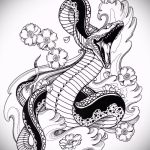 Интересный вариант тату эскиз змеи – можно использовать для женские тату змея