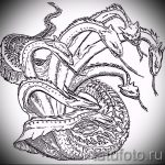 Классный вариант татуировки эскиз змеи – можно использовать для тату змея с цветами