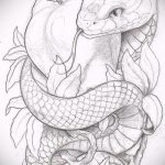 Уникальный вариант тату эскиз змеи – можно использовать для тату змея рукав