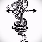 Достойный вариант татуировки эскиз змеи – можно использовать для тату змея с розой