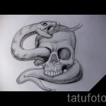 Прикольный вариант тату эскиз змеи – можно использовать для тату змей ноге