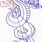 Уникальный вариант тату эскиз змеи – можно использовать для тату змея и роза