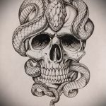 Стильный вариант тату эскиз змеи – можно использовать для тату змея на кисти