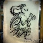 Прикольный вариант татуировки эскиз змеи – можно использовать для тату змея с розой