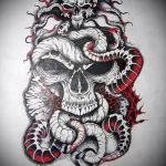 Классный вариант татуировки эскиз змеи – можно использовать для тату змея на бедре
