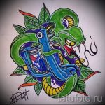 Уникальный вариант татуировки эскиз змеи – можно использовать для тату змея олдскул