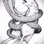 Оригинальный вариант тату эскиз змеи – можно использовать для тату змея с цветами