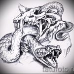 Уникальный вариант тату эскиз змеи – можно использовать для тату змей плече