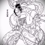 Оригинальный вариант татуировки эскиз змеи – можно использовать для тату змея с розой
