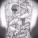Прикольный вариант тату эскиз змеи – можно использовать для змей картинка тату