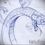 Достойный вариант татуировки эскиз змеи – можно использовать для тату змея на лопатке