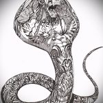Интересный вариант тату эскиз змеи – можно использовать для голова змеи тату
