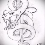 Интересный вариант татуировки эскиз змеи – можно использовать для женские тату змея