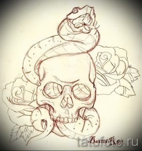 Достойный вариант тату эскиз змеи – можно использовать для тату змея на лопатке