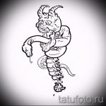 Стильный вариант татуировки эскиз змеи – можно использовать для тату змей ноге
