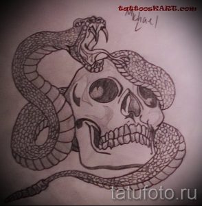 Классный вариант татуировки эскиз змеи – можно использовать для тату змея акварель