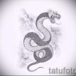 Интересный вариант татуировки эскиз змеи – можно использовать для тату змея с розой