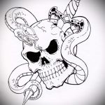 Стильный вариант тату эскиз змеи – можно использовать для тату змея с цветами