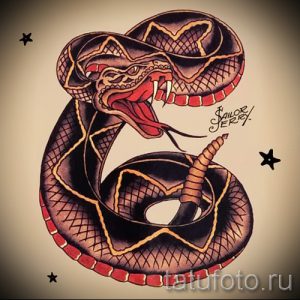 Стильный вариант татуировки эскиз змеи – можно использовать для тату змея олдскул