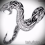 Интересный вариант татуировки эскиз змеи – можно использовать для тату змея с цветами