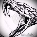 Стильный вариант тату эскиз змеи – можно использовать для тату змей спине